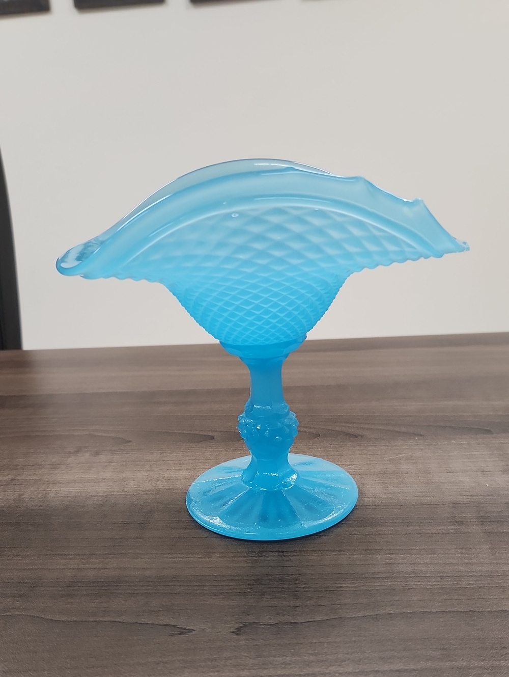 Ivima Vintage Blue Opaline Banana Boat Compote